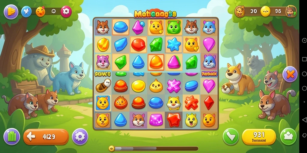 Tampilan gameplay seru dalam game Match-3.