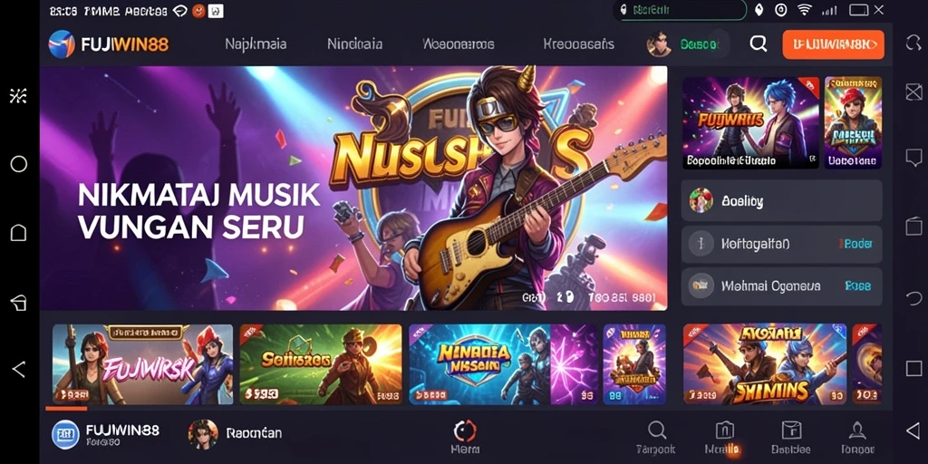 Screenshot FUJIWIN88 menampilkan gameplay interaktif dengan tantangan musik.