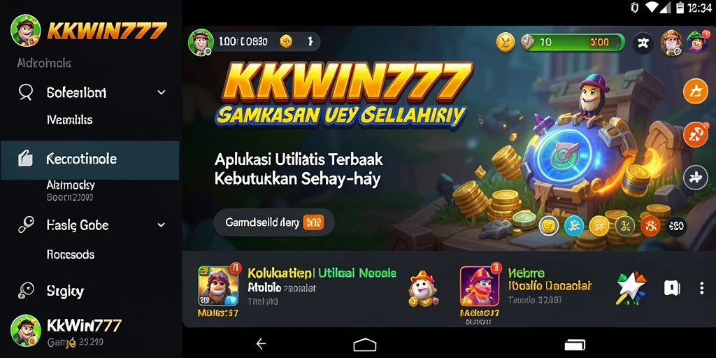 Screenshot utama KKWIN777 menampilkan antarmuka yang bersih dan fungsional.