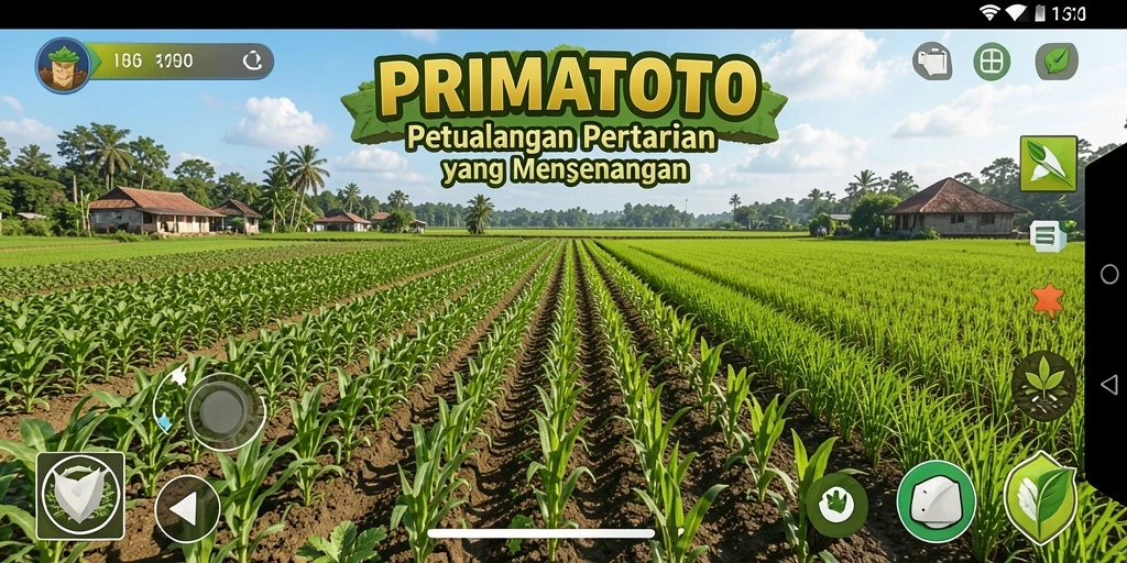 Screenshot PRIMATOTO menampilkan aktivitas bertani yang seru.