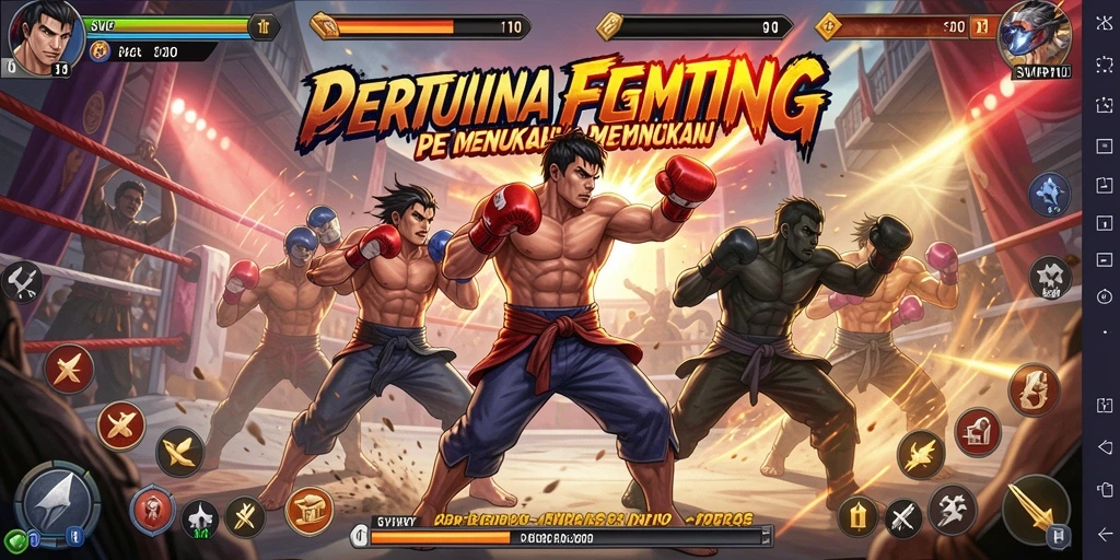 Gameplay SVIP10 dengan karakter dalam pertarungan melawan satu sama lain.